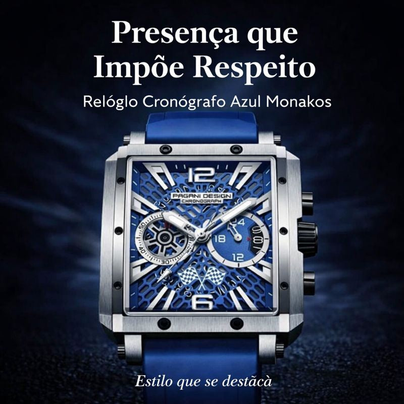 Relógio Masculino Cronógrafo Azul Monakos